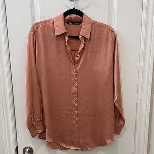 Zara Dusty Pink Satin Blouse